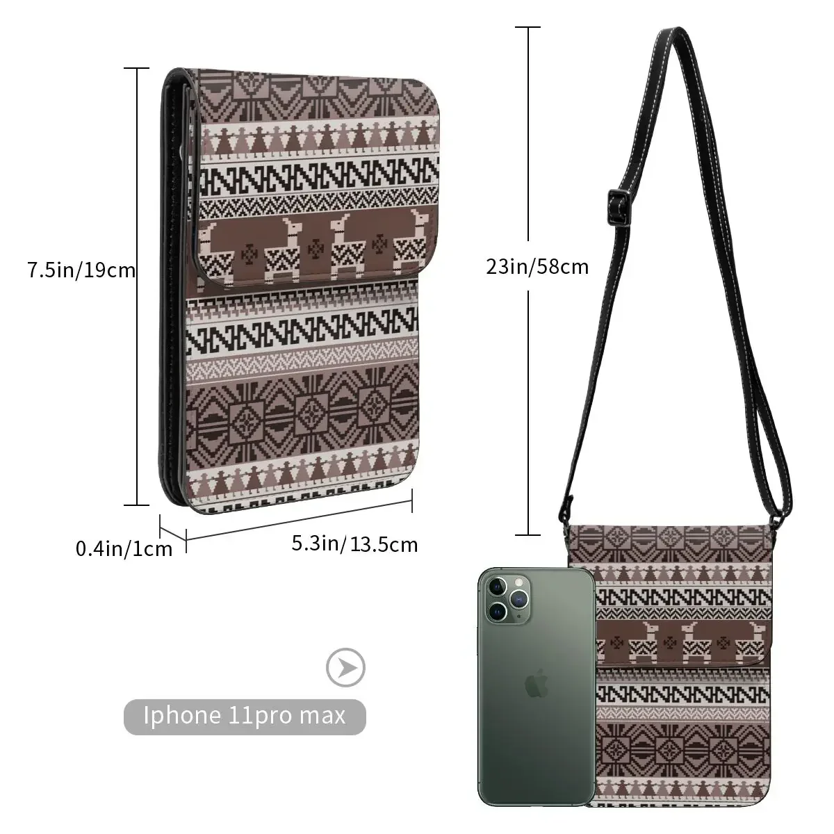 Bolsa de ombro estilo inca peruana para mulheres, Streetwear de couro retrô de cervos, bolsa para celular