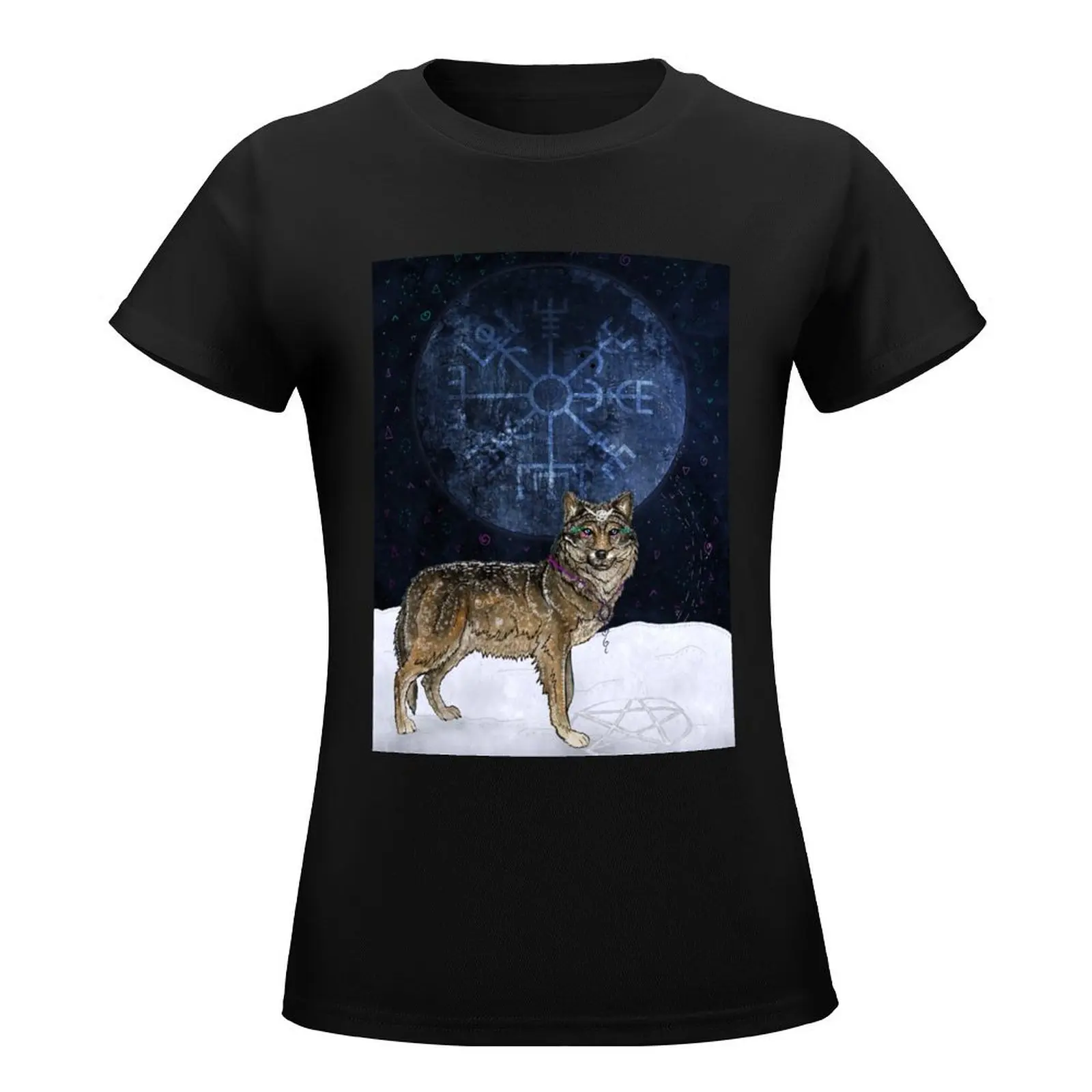 Wolf Moon T-Shirt summer clothes oversized Top Women