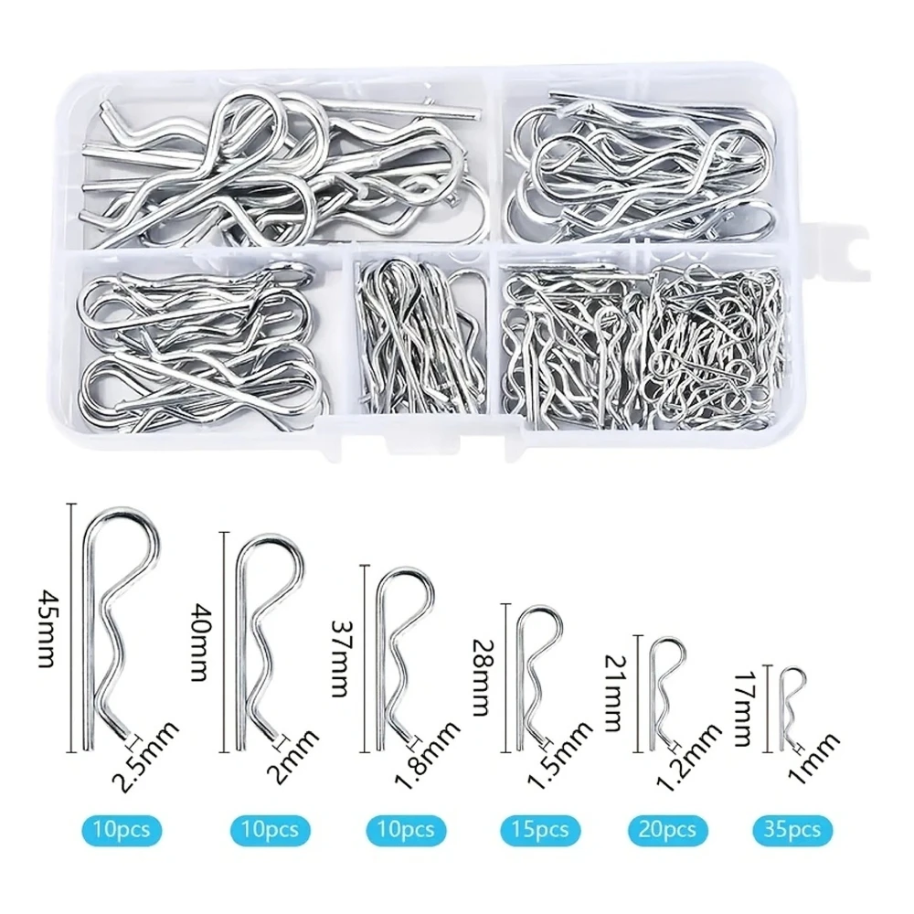 100pcs R-type Pin Double Ring Split Pins Machinery Spring Galvanized R-ring Double Circle Wave Pin Car Truck Buggy Shell Pins