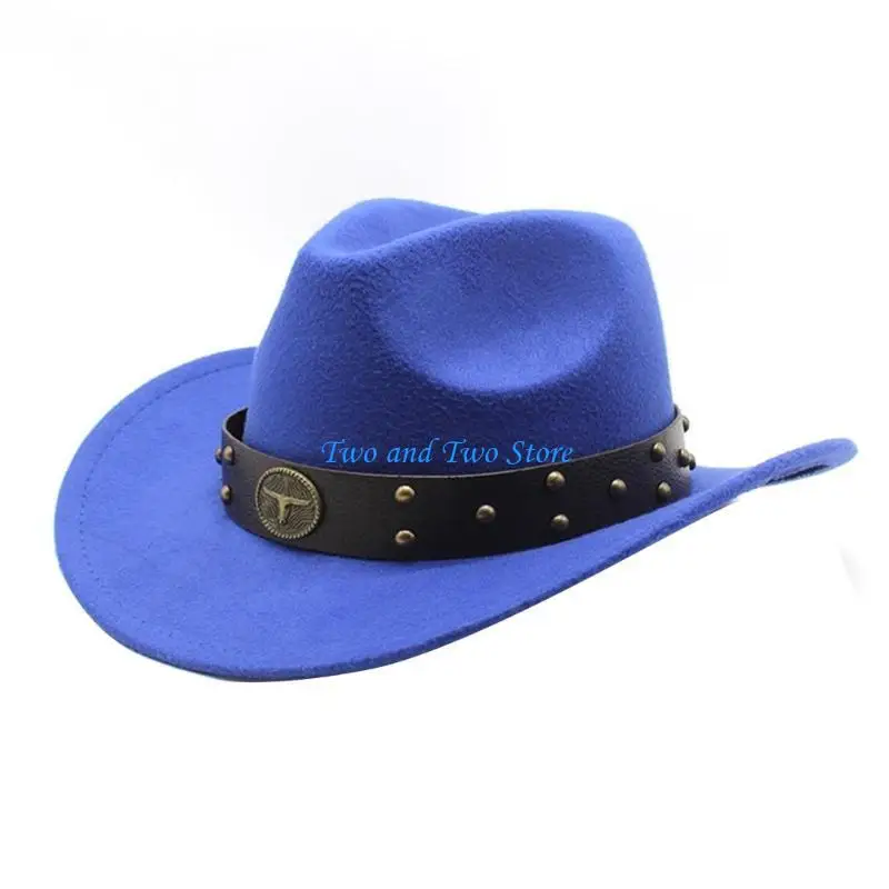 

HX6F Unisex Cowboy Top Hat Vintage Cowgirl Hat Universal Knight Cosplay Party Props Fedora Hat ConcertTour Costume Headwear
