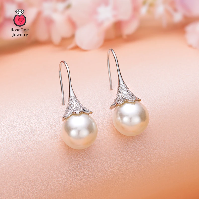 RoseOne Jewelry Elegant and Fashionable Women's Water Drop Pearl Earrings Wedding Jewelry Birthday Gifts