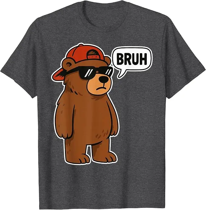 Cool Bruh Bear Herren Damen Jungen Teenager Lustiges Bären-T-Shirt Y2k Wildnis und Sarkasmus Spruch-T-Shirt Baumwolle Kurzarm Grafik-Bekleidung – Detail 8
