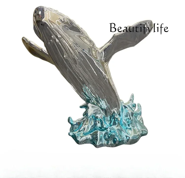 Whale Sculpture Ornament Dolphin Floor Decoration Sales Office Hotel Staircase Fiberglass Art