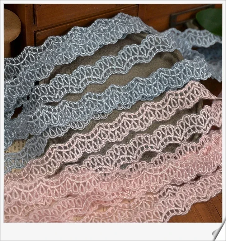 (1 yards/roll)Width 2cm wavy edge pink blue embroidery lace accessories high quality lace edge handmade DIY decorative lace band