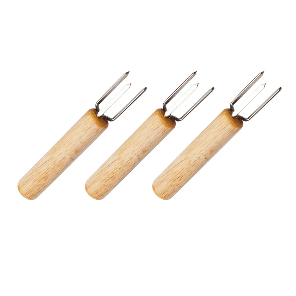 

6Pcs Stainless Steel Forks 304 Rustproof Bbq Meat Corn Barbecue Wooden Handle Kitchen Supplies Home Outdoor Corn Barbecue Forks