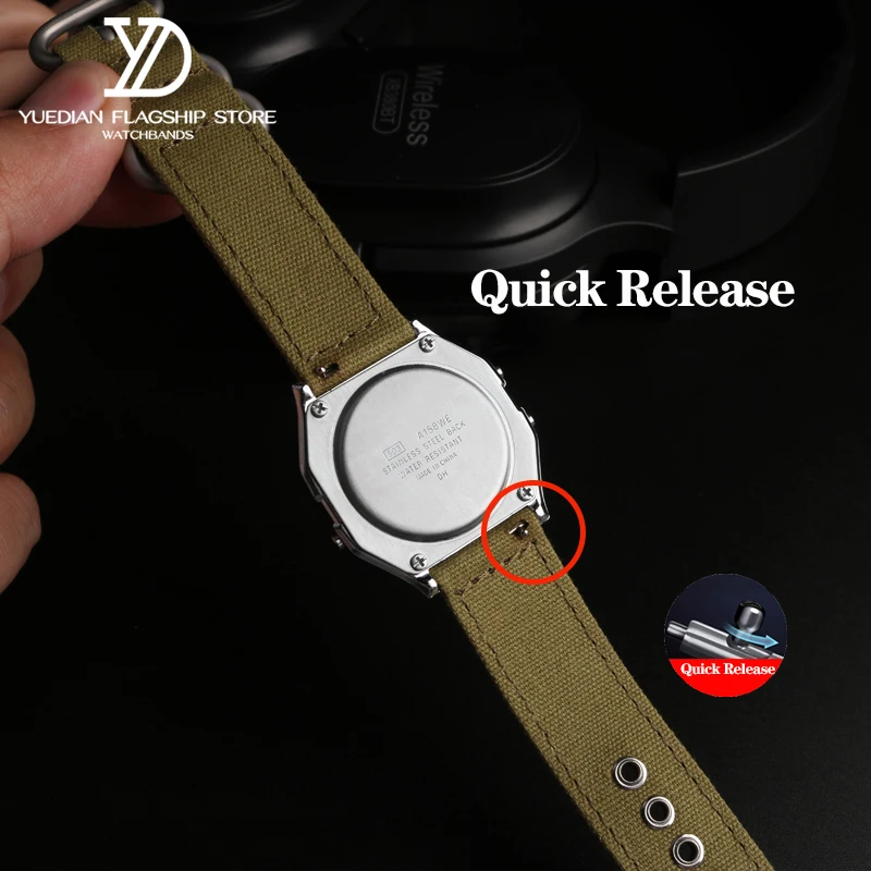 18mm Nylon Watch Strap for Casio A159W-N1 A158WA A168 MRW200/AEQ-110 f91w AE-1200W Waterproof Outdoor Sports Canvas Bracelet