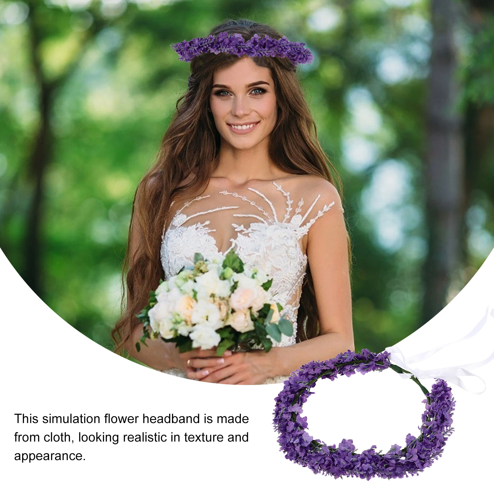 

Sturdy Cloth Floral Headband Elegant Lavender Wreath Realistic Flower Crown For Weddings Parties Proms Beach Vacations Bridal