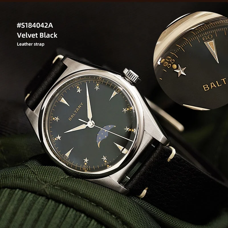 Baltany 2025 جديد فاخر موضة ساعات كوارتز رجالية 36 مللي متر حزام من الجلد IPG الحافة مضيئة الهاتفي 6P24 للجنسين فستان ساعة اليد