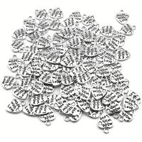 100pcs Made with Love Mini Metal Bead Pendants - Perfect for DIY Jewelry Making - Ancient Silvery Finish