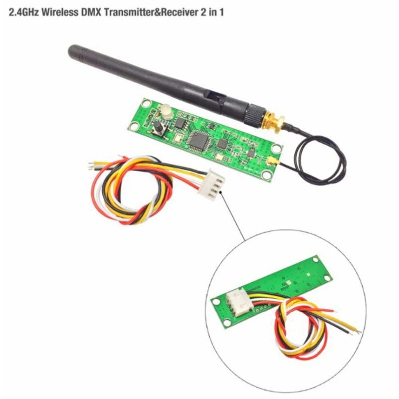 10 pz 2.4Ghz Wireless DMX 512 trasmettitore ricevitore PCB 2 In 1 modulo scheda PCB Wireless con Antenna per DMX Stage Light