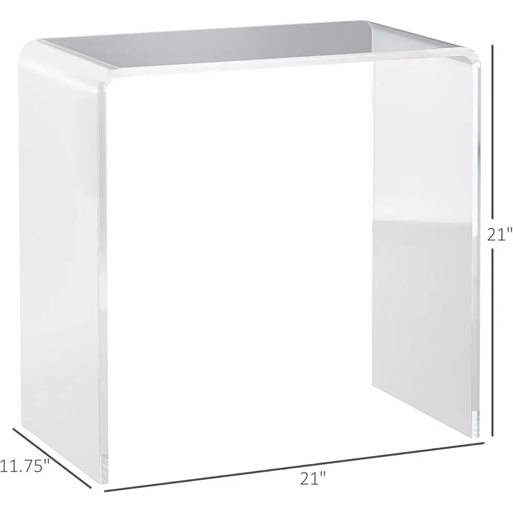 24 Clear Acrylic Rectangular Waterfall Edge Coffee Table, 12mm Thick