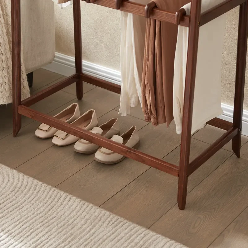 Floor to Ceiling Vertical Solid Wood Coat Rack Multi Layer Storage Stand for Bedroom Living Room Simple Home Organizer