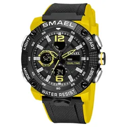 Sport Watches Waterproof SMAEL Male Clock Digital LED Display Quartz Analog Stopwatch Fashion Green Orange Clock 8039 Men Watch