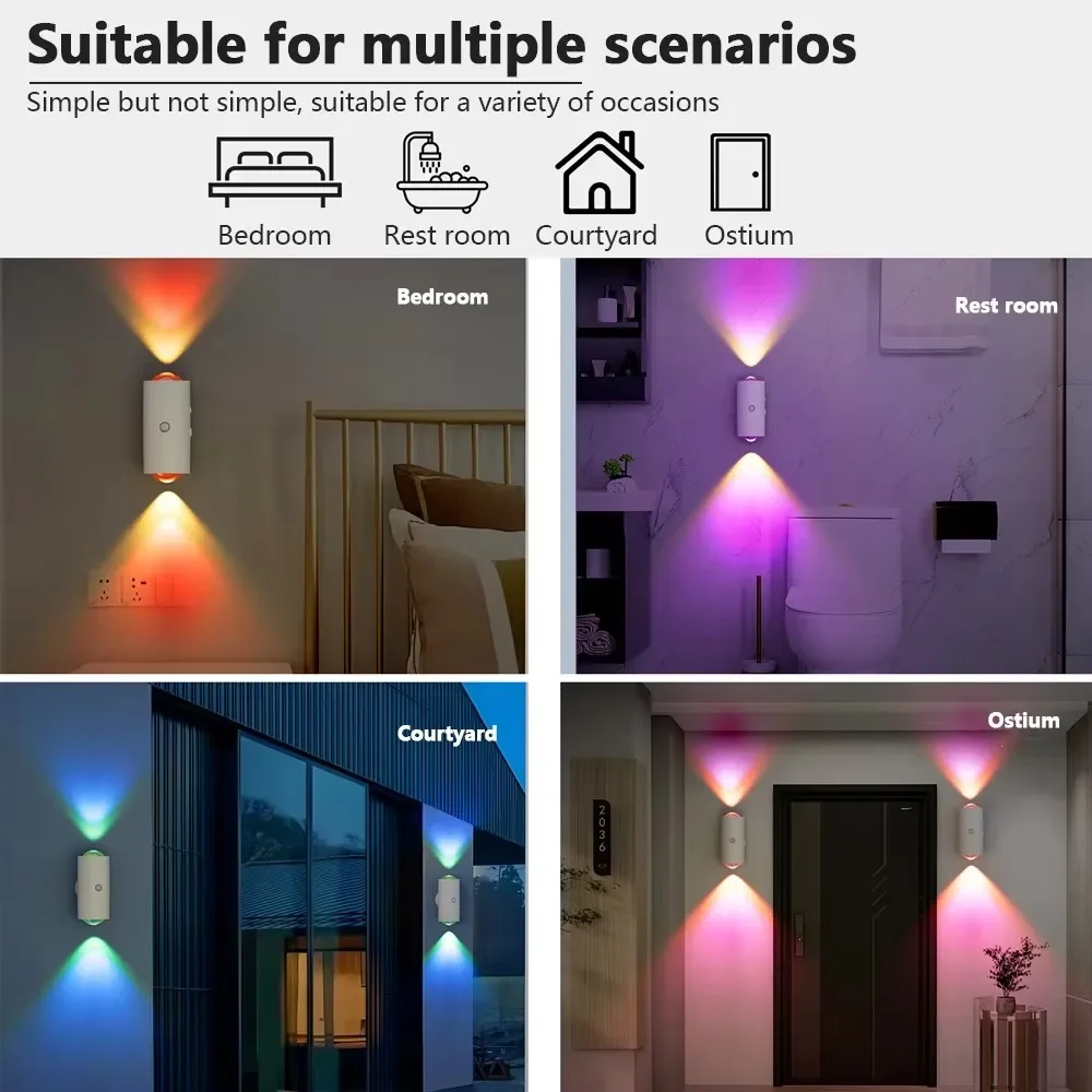 Colorful Toilet Projection Night Light Led Footlights Sensor Magnetic Double Head Wall Lamp Rechargeable body Sensor Night Light