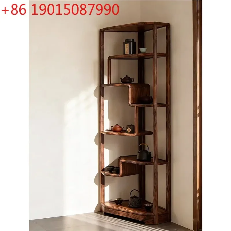 

Song's Aesthetics North American Black Walnut Solid Wood Triangle Cabinet New Chinese Living Room Corner Bookshelf