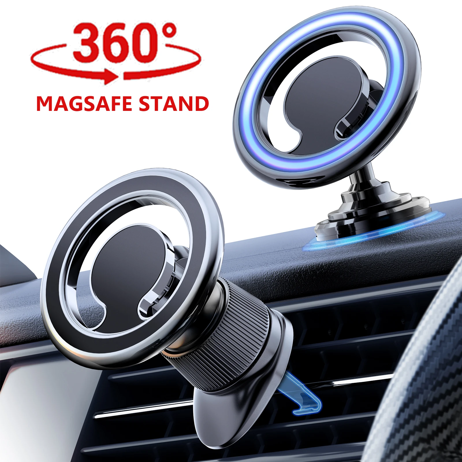 Car Magnetic Phone Holder Magsafe Ring Dashboard Air Outlet Mount 2 Styles Strong Magnet GPS Bracket for iPhone Samsung Xiaomi