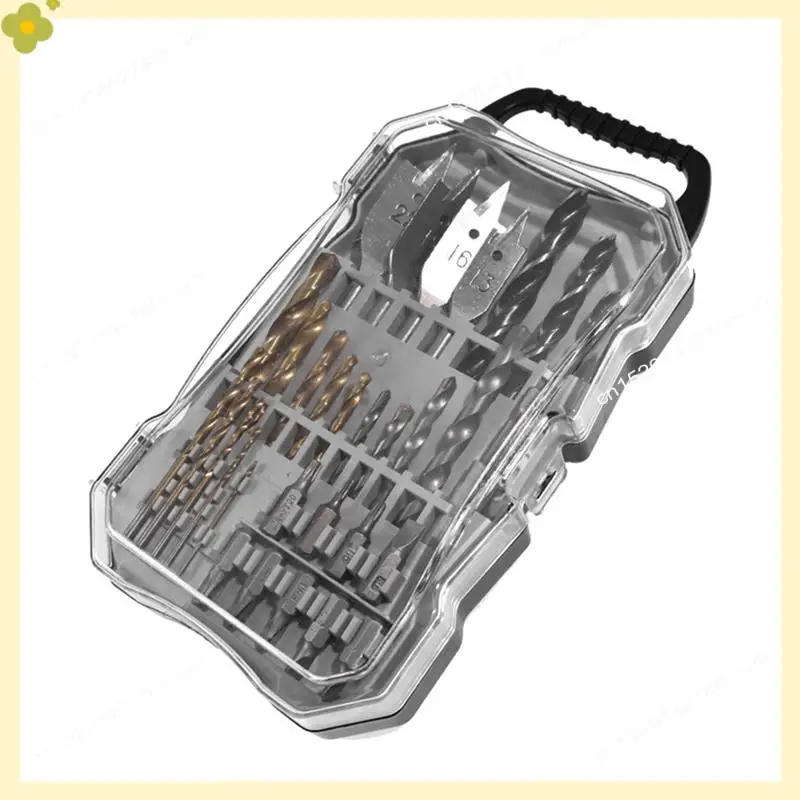 

LDHL 31Pc Drill Bit Assembly Carpenter's Household Punching Tool Twist Drill Flat Drill Construction Drill Screwdriver