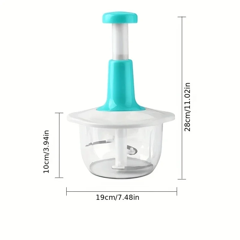 Manual Press Vegetable Chopper & Garlic Mincer Stainless Steel Blade Food Processor for Kitchen Cooking, Multifunctional Grinder
