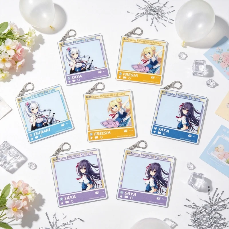 Bag Decorations Kizuna Kirameku Koi Iroha Classic Love Adventure Game 6CM Square Acrylic Pendant Keychain Shion Suzakuin Gifts