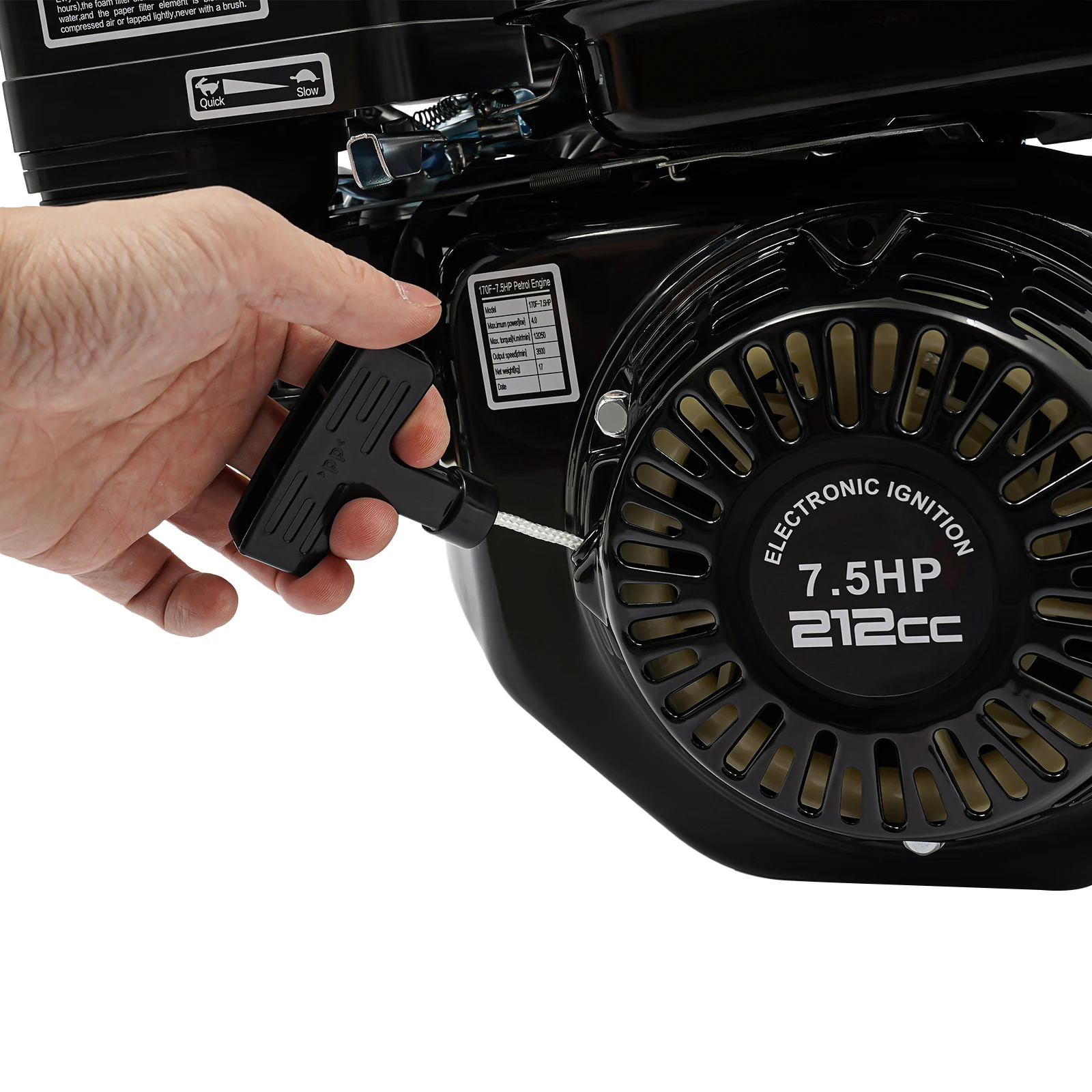 7,5 PS 212ccm Motor 4-Takt OHV, 20mm Welle 3600 U/min luftgekühlter Motor mit Ölwarnung und Ölabbruch bei niedrigem Ölstand für Pumpe, Generator, Rasenmäher (Handstart) – Detail 7