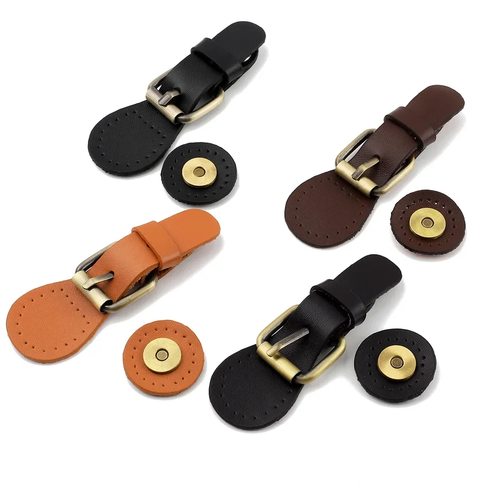 10pcDIY Handmade Luggage Leather Accessories Oval Leather Buckle Patchwork Bag Fastener Pin Buckle Two Layer Leather Accessories