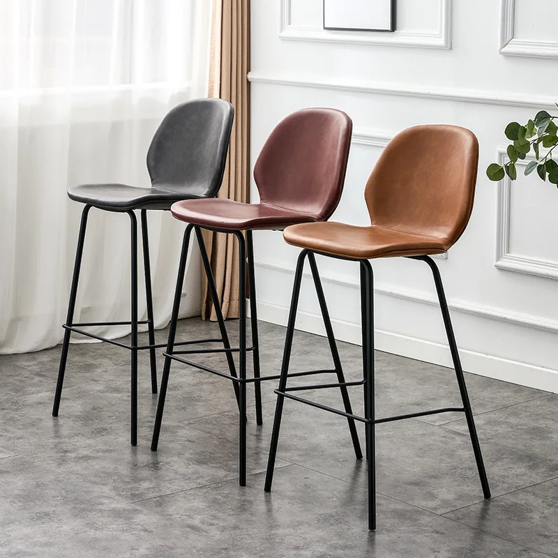 

High Back Luxury Bar Chair Modern Leather Waterproof Reception Desk Bar Chair Reinforce Nordic Tabouret De Bar Household Items