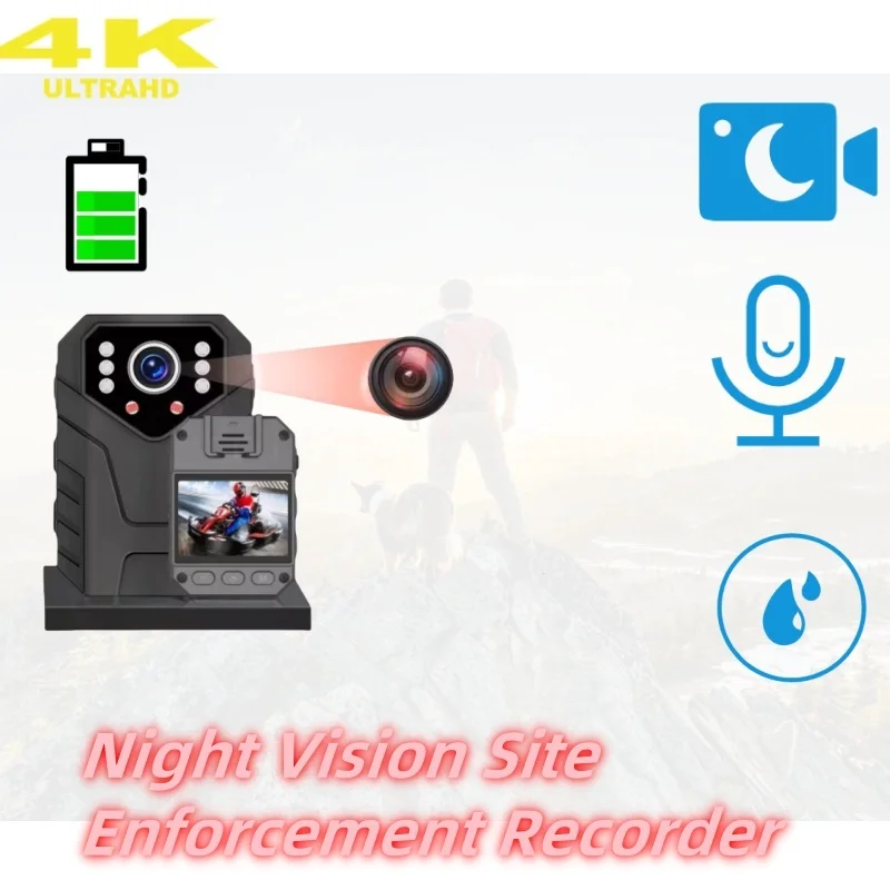 

4K HD Mini Camera Portable Body With 2 Inch IPS Touch Screen Video Recorder Night Vision Police Camcorders Back Clip Action Cam