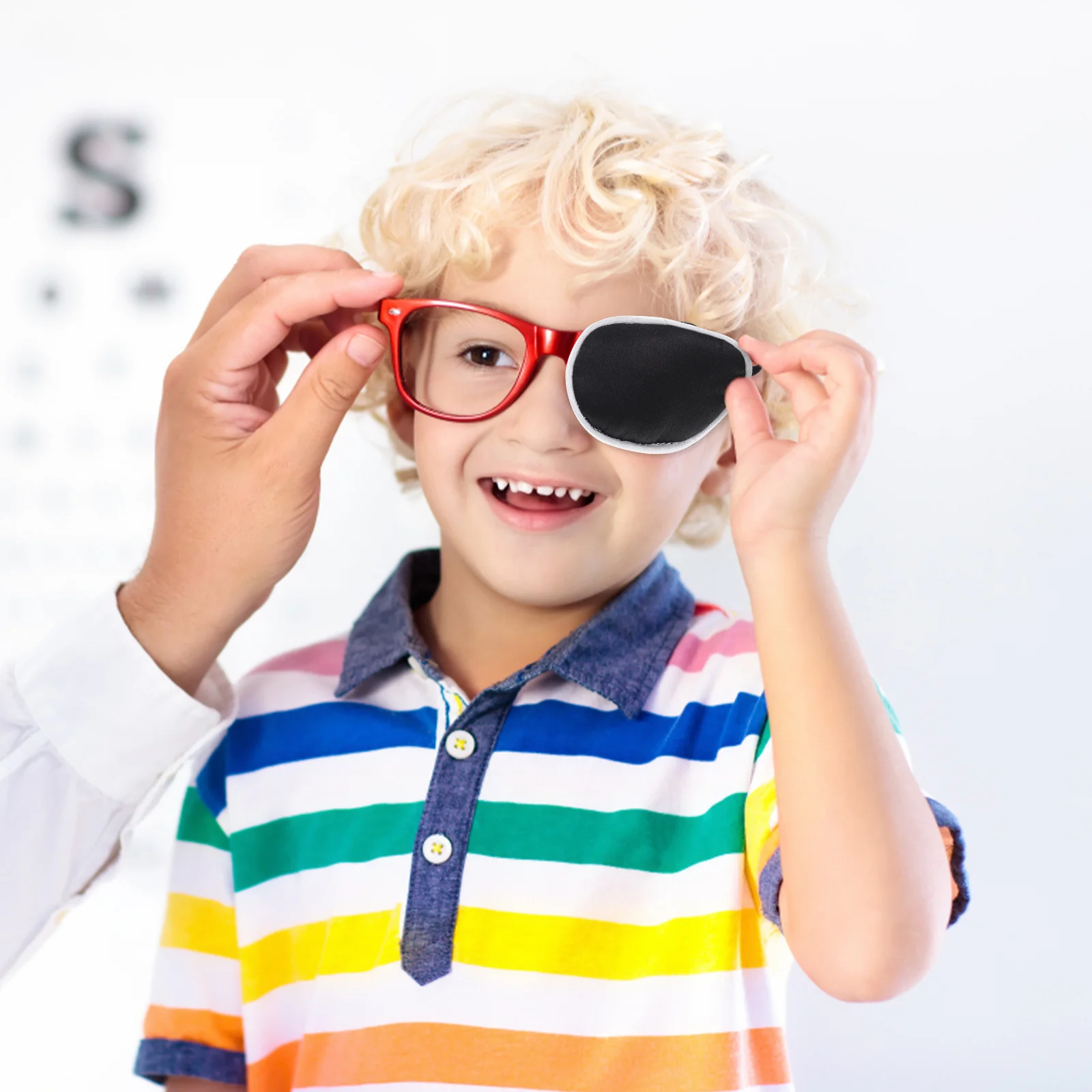 غطاء رقعة عين واحدة لتصحيح الحول مادة حريرية حقيقية قناع عين واحدة مريح للاستخدام اليومي #2