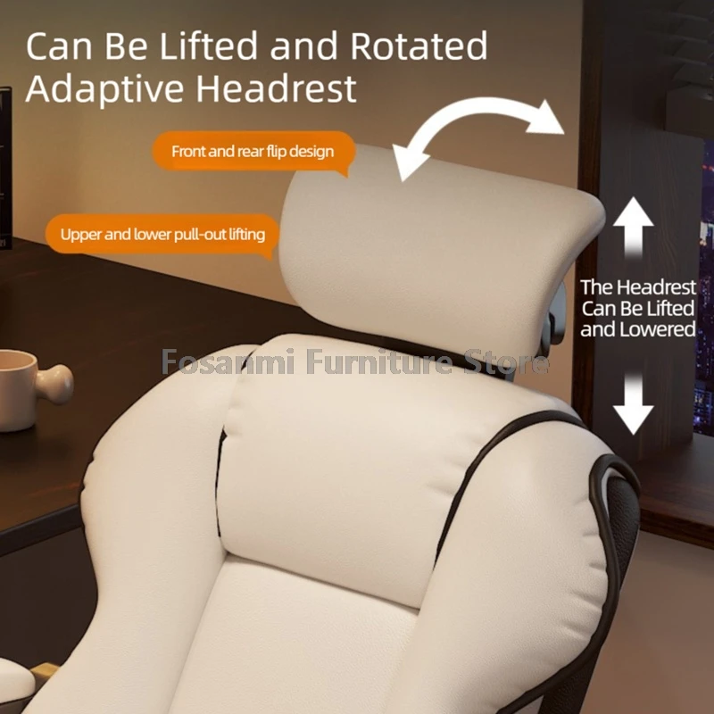 كرسي كمبيوتر جلدي مستلق كرسي مكتب حديث على شكل قوس لدراسة الألعاب كرسي مكتب منزلي مريح ثابت مع مسند للرأس