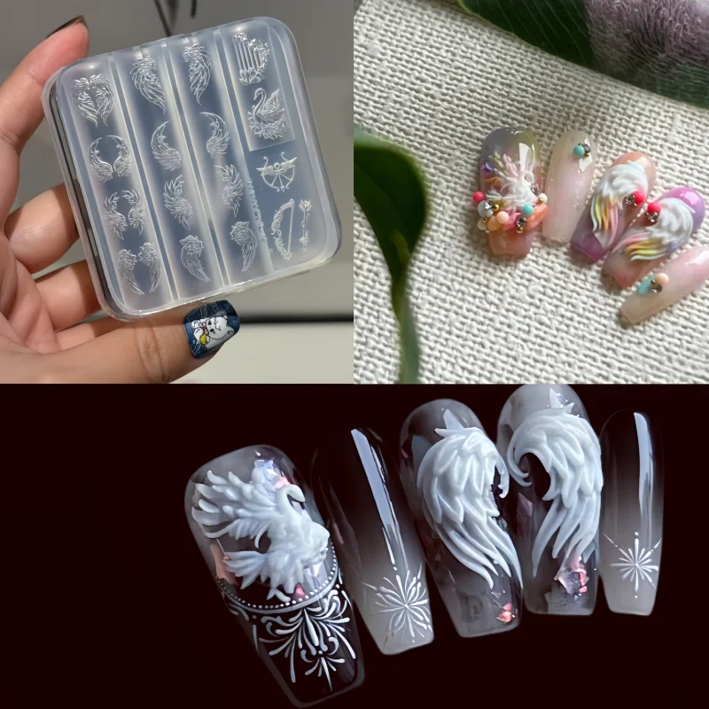 Elegant Swan Rose Bow 3D Flower Silicone Nail Mold Gauze Curtain Art DIY Nail Art Mould for Creative Beauty Crafts view 4