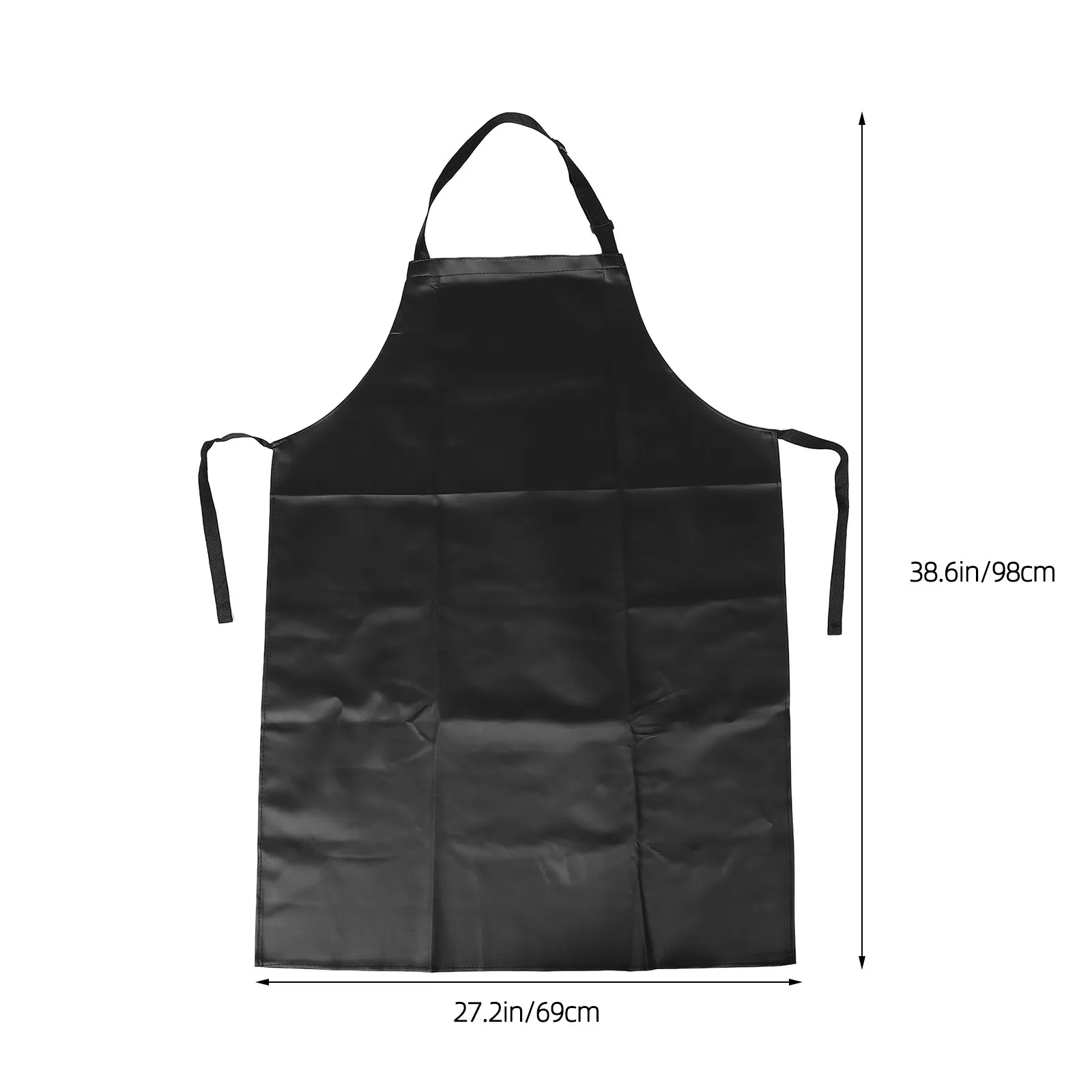 Black PU Apron 69x98cm Waterproof Oil Resistant Acid Alkali Resistant for Kitchen Seafood Butcher Chef Dishwasher