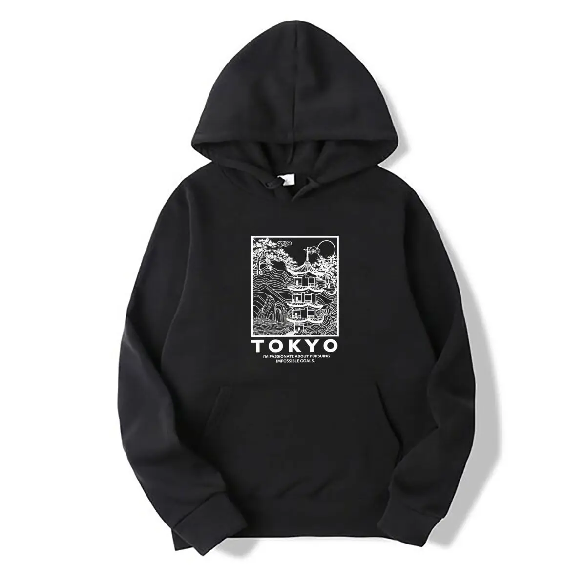 Tokyo Im Passionate About Pursuing Impossible Goals Pagoda Mount Fuji Cherry Blossoms Autumn and winter hooded sweatshirts