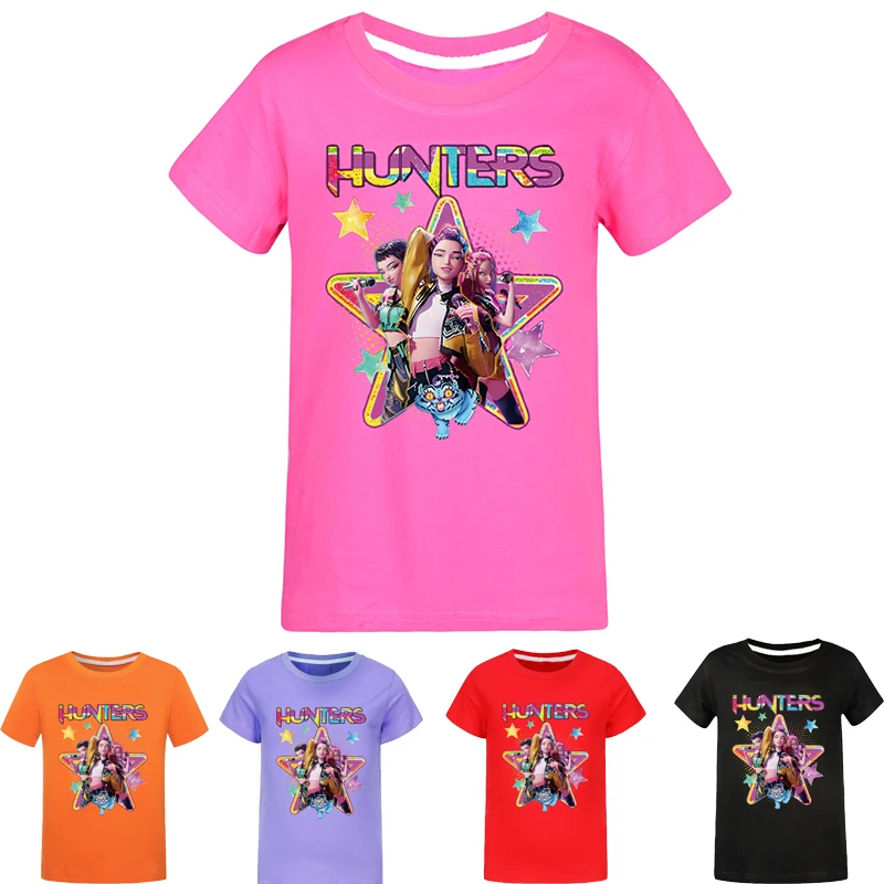 

Fashion Movie Kpop Demon Hunters Children's Clothing Short Sleeve T-shirt Cute Boys Girls Kpop Demon Hunters Harajuku Tshirt