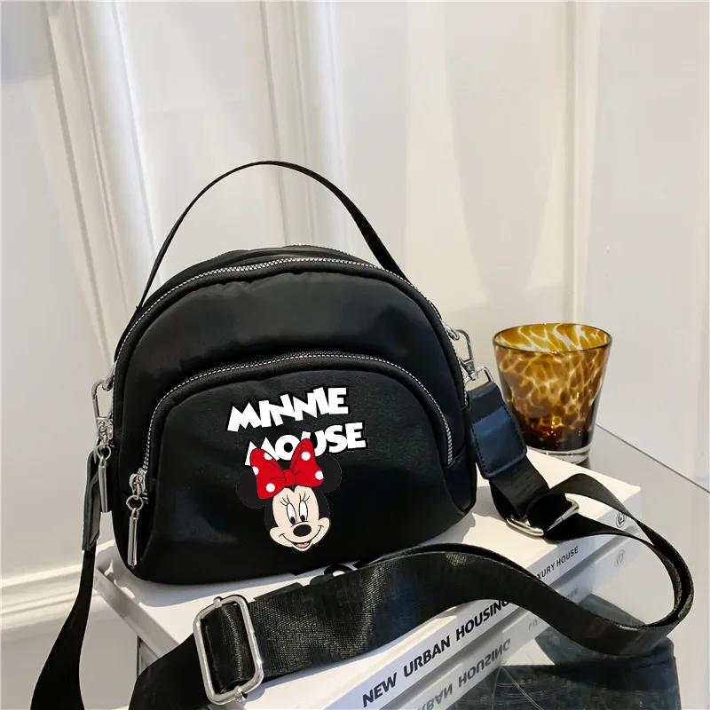 Mickey Mouse Series Solid Color Shoulder Bag Disney Nylon Shoulder Bag for Women Cartoon Large Capacity Three-layer Shoulder Bag