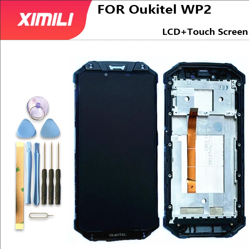 Pantalla LCD de 6,0 pulgadas para Oukitel WP2, montaje de digitalizador con pantalla táctil, Original, probado, con marco