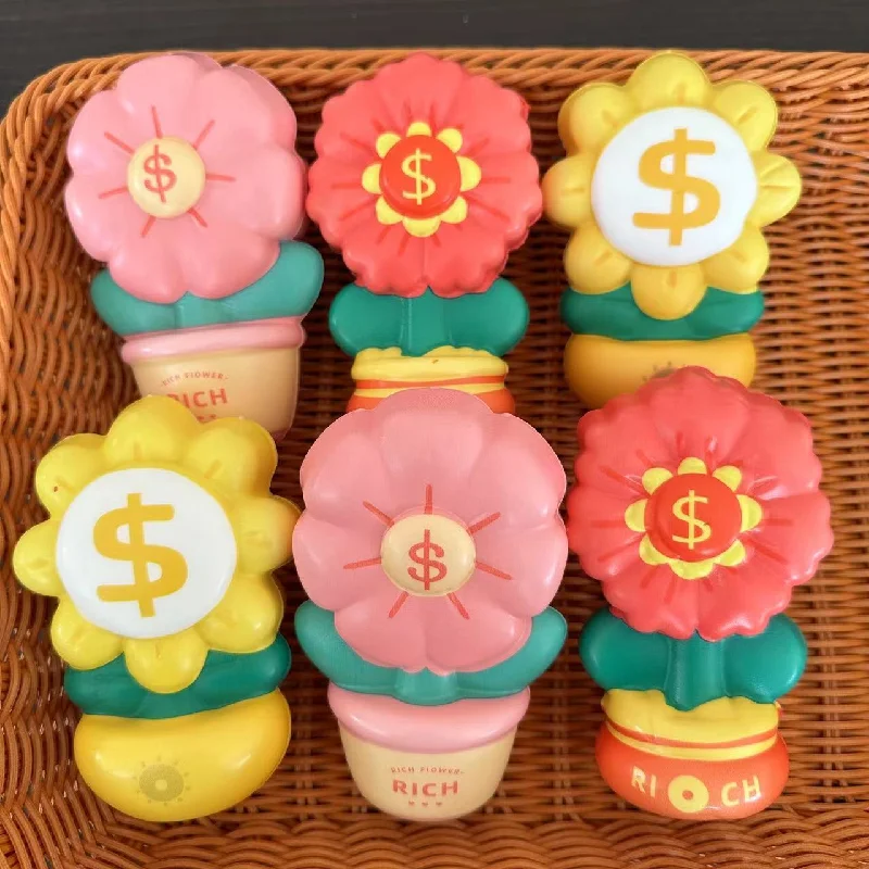 

Creative Kawaii Funny Sunflower Flower Pot Ornament PU Slow Rebound Money Flower Squishy Stress Relief Toy Girl Birthday Gift