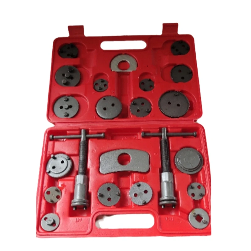 

22PCS Disc Brake Caliper Press Tool Kit Piston Caliper Compressor Tool Set For Brake Pad Replac Reset With Case Red