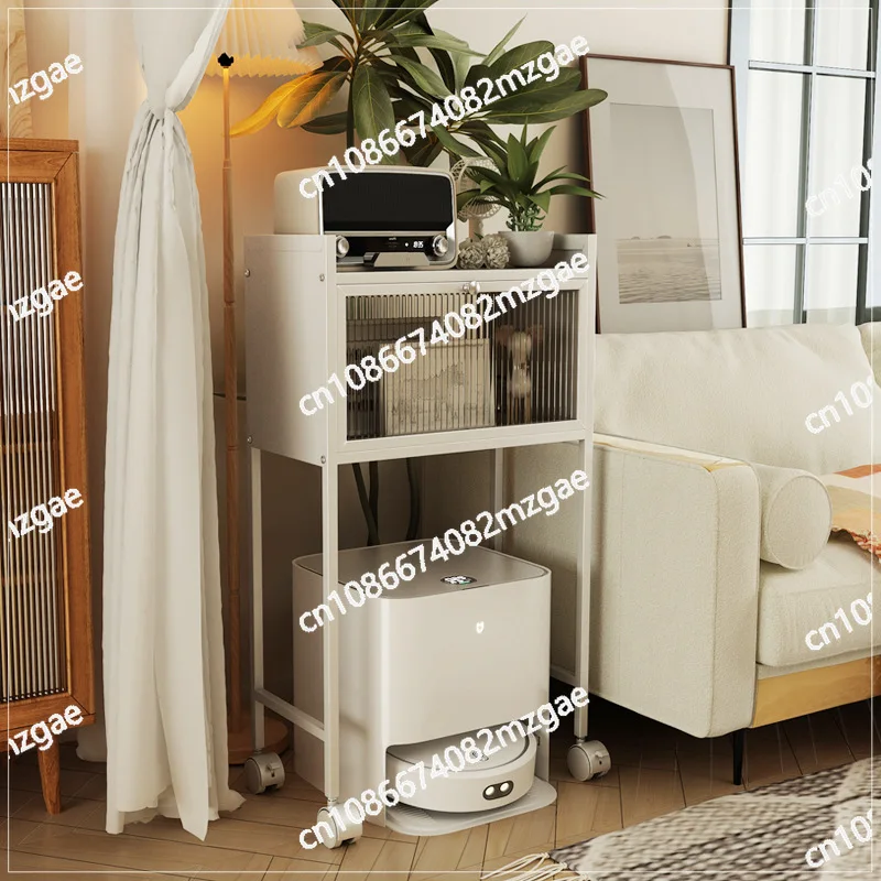 Carbon steel sweeping robot rack with pulley square dustproof cabinet door storage rack living room cabinet