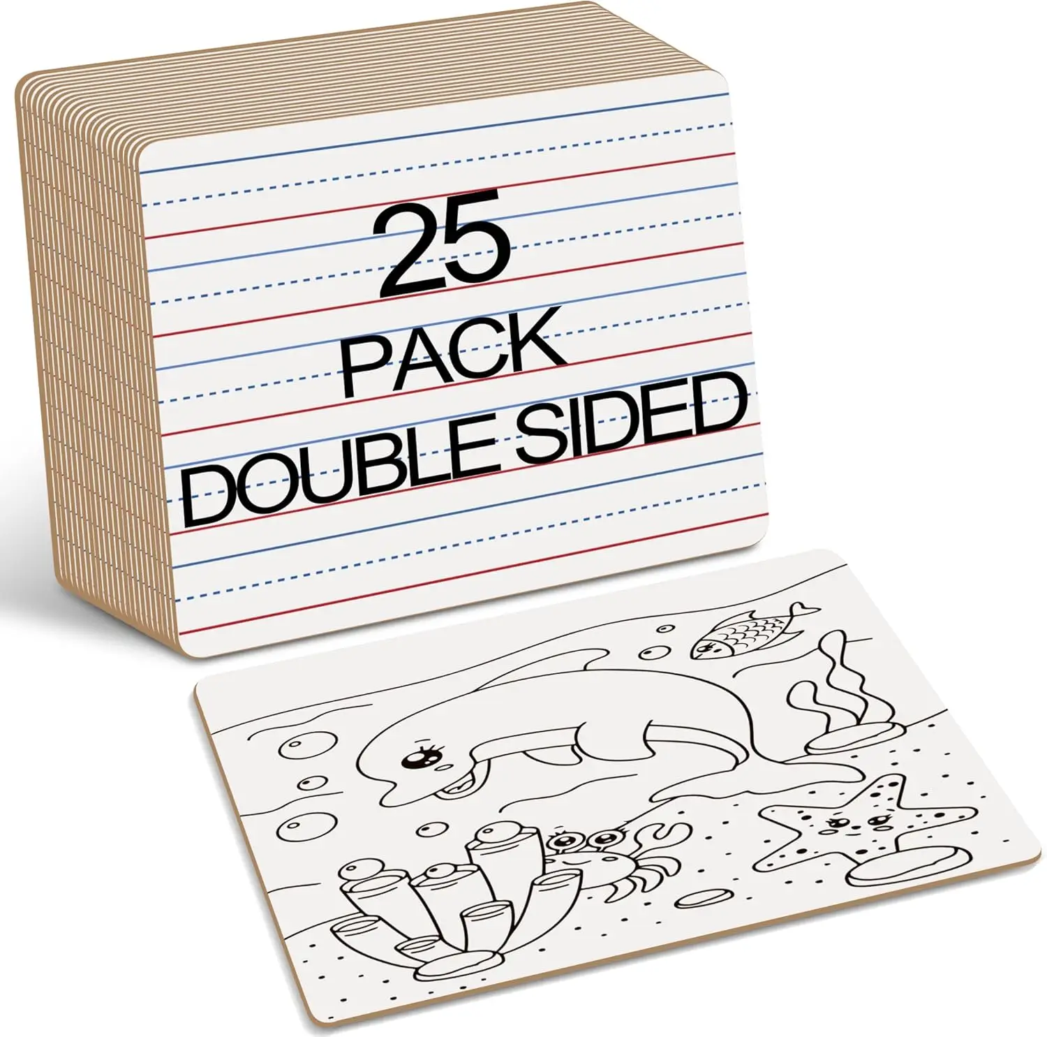 

25 Pack Double Sided Small Whiteboards with Lines, 9x12 Mini Boards for Students and Teachers