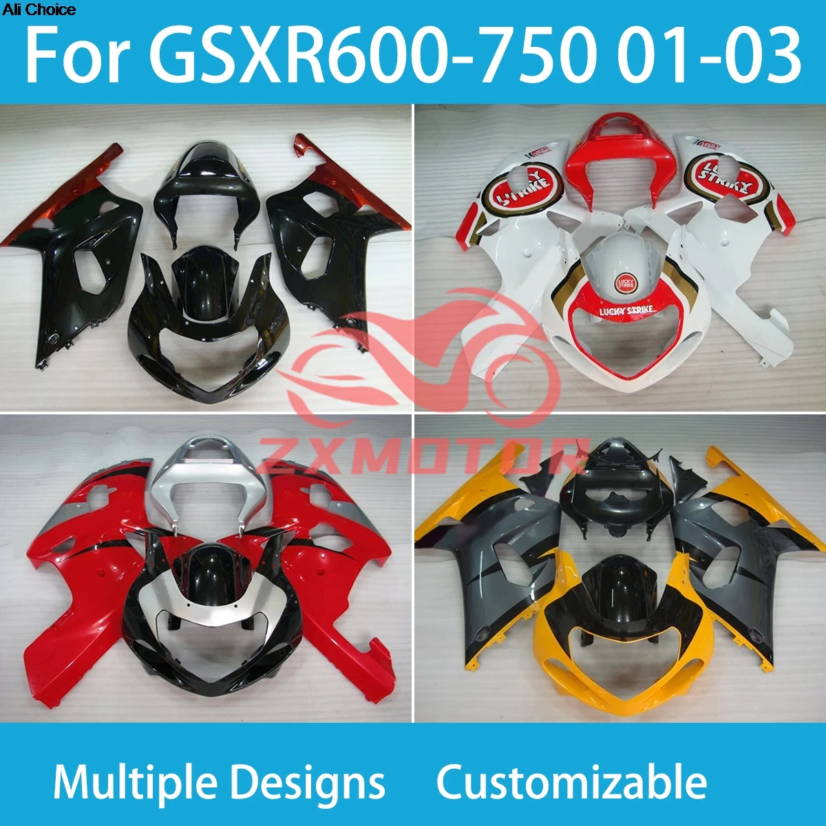 

Подходит для GSXR600 GSXR750 2001 2002 2003, комплект обтекателей для SUZUKI K1 GSXR 600 750 01 02 03, полный комплект обтекателей