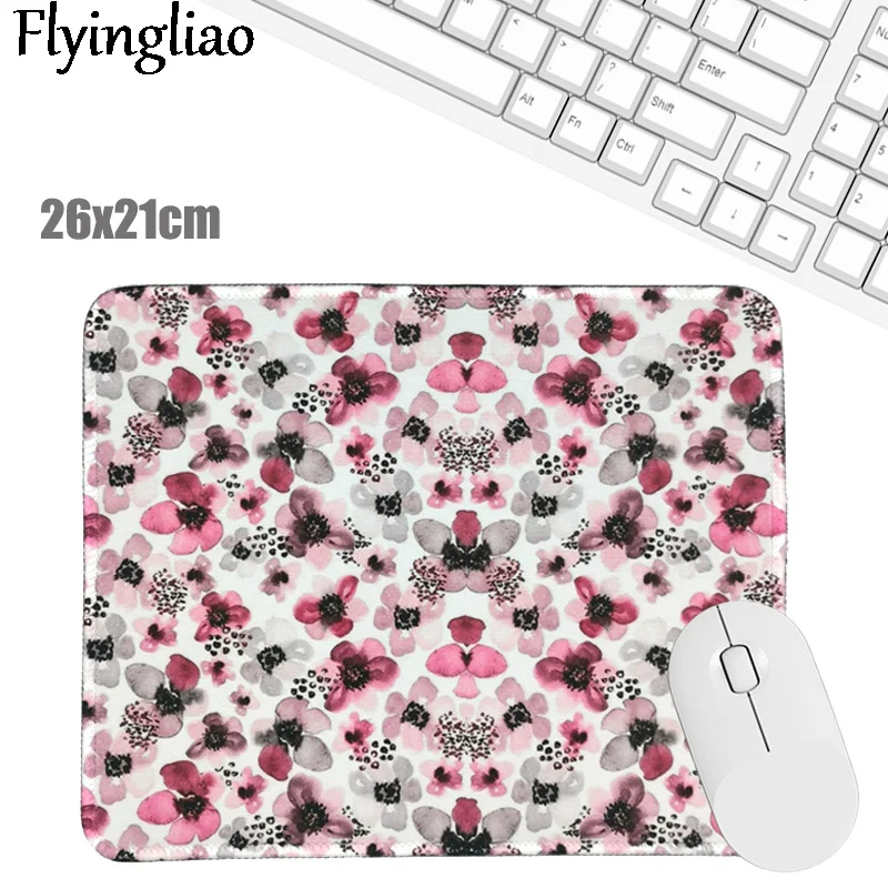 Pink Flowers Mouse Pad Desk Pad Laptop Mouse Mat for Office Home PC Computer Keyboard Cute Mouse Pad Non-Slip Rubber Desk Mat