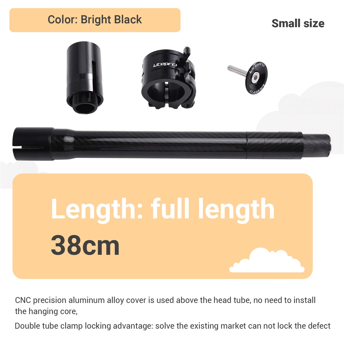 

AA85 Stem Folding Bike Carbon Fiber Plugging and Unplugging Tube Integrated Folding Bike Handlepost Bright Black M23
