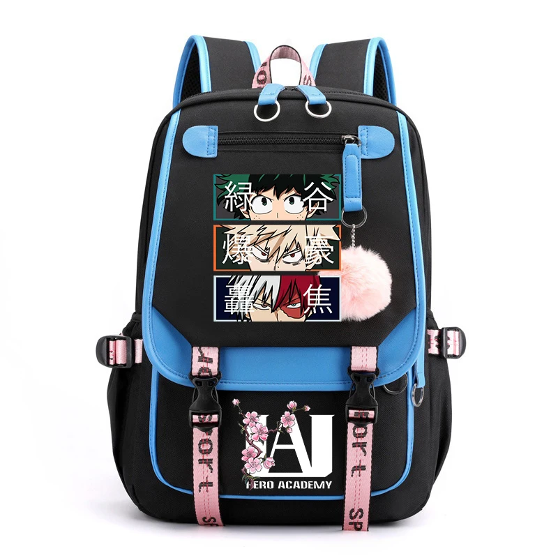 Plecak szkolny Anime My Hero Academia Todoroki Bakugou Deku kreskówka szkolni chłopcy dziewczynek plecak z portem Usb nastolatek plecak podróżny