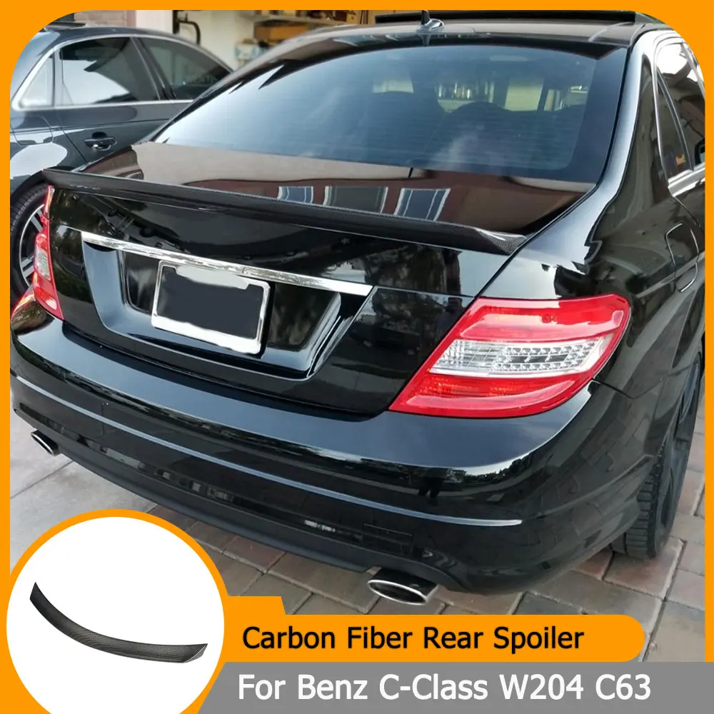 Car Rear Trunk Boot Spoiler Wing Lip for Mercedes Benz C-Class W204 C63 AMG C180 C200 C260 C300 4-Door 2007-2014 Carbon Fiber