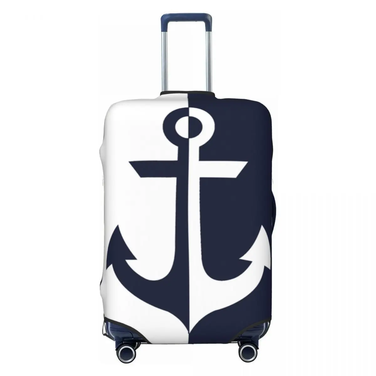 CUSTOM Nautical สีขาวน้ําเงิน Anchor กระเป๋าเดินทาง Protector ตลกเดินทางกะลาสีผจญภัยกระเป๋าเดินทางสําหรับ 18-32 นิ้ว