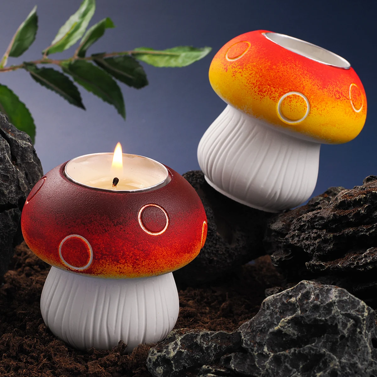 3D Mushroom Candlestick Silicone Mold DIY Handmade Hydroponics Vase Plaster Resin Candle Holder Craft Casting Molds Home Decor