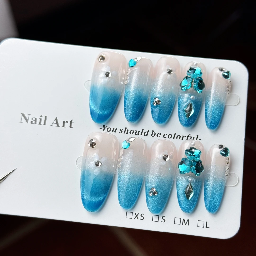 10pcs high-end The high-end and light luxury autumn and winter season features a blue ocean that sparkles like a cat's eye