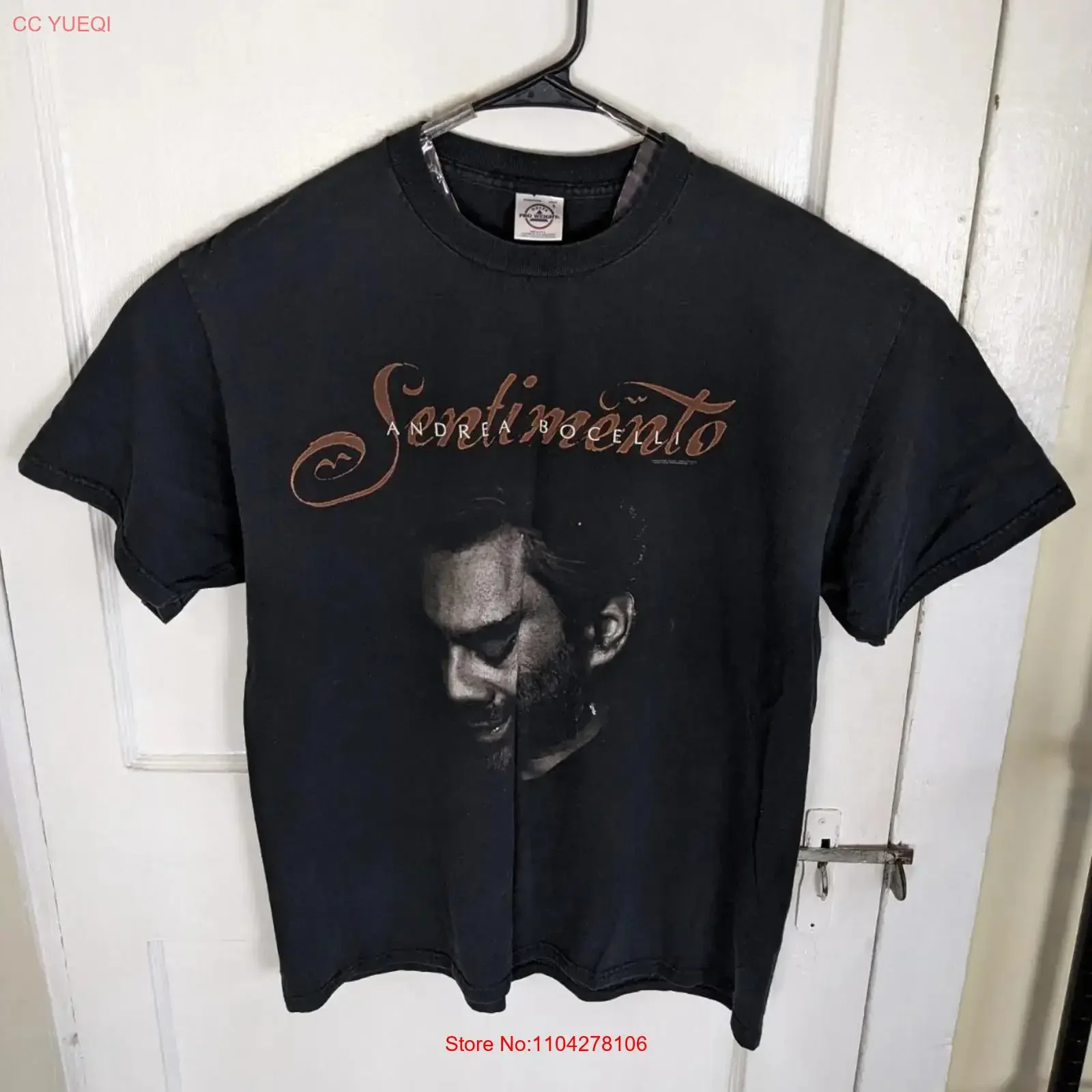 Vintage Y2K Andrea Bocelli Sentimento Promo T Shirt Men L Band Face Music vintage Washed graphic Versatile designer clothes