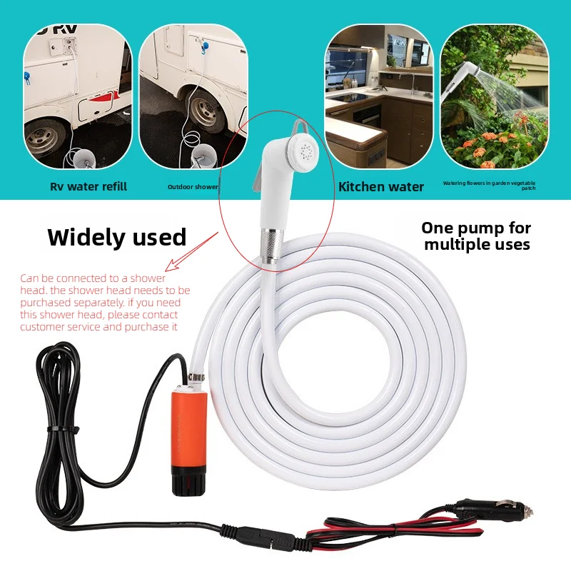 12V Submersible Water Pump for RV Portable Outdoor Shower Pump Self-Priming Water Transfer Pump, Camper Tank & Garden Irrigation