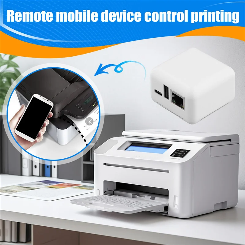 ABFI 3X P330 Mini Print Server Łatwe drukowanie za pośrednictwem kabla USB 2.0, Mini NP330 Cloud Printing Print Server
